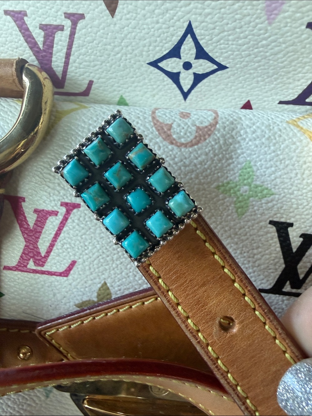 Turquoise Sterling Silver Cluster Ring - 9.25 Statement Piece
